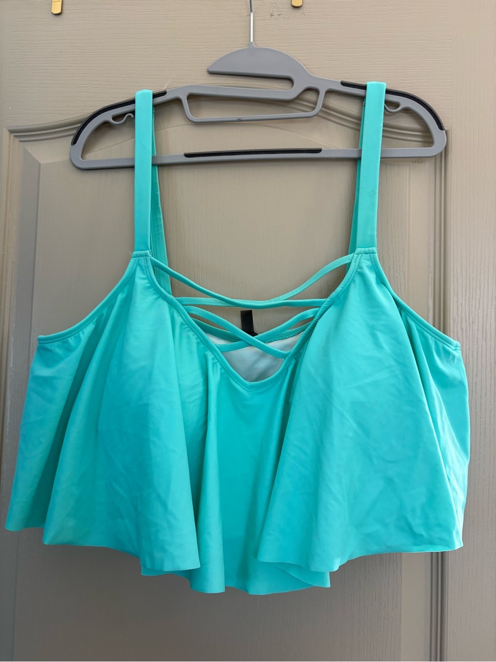 torrid Aqua Strappy Flounce Bikini Top